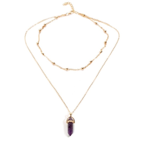 **NOVALIE* Gold x Purple Multilayered Fashion Necklace - Picture 1 of 2